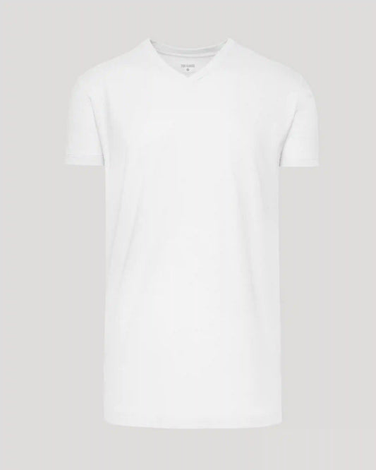 White Tall Short Sleeve Classic V-Neck