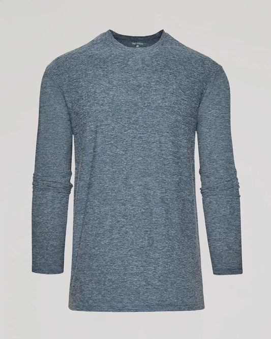Heather Navy Long Sleeve Tall Active Crew