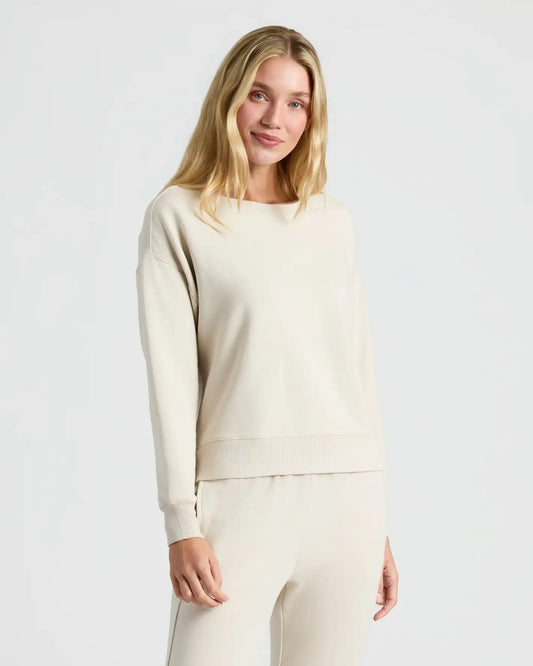 Womens Oatmeal Slouch Pullover Crew