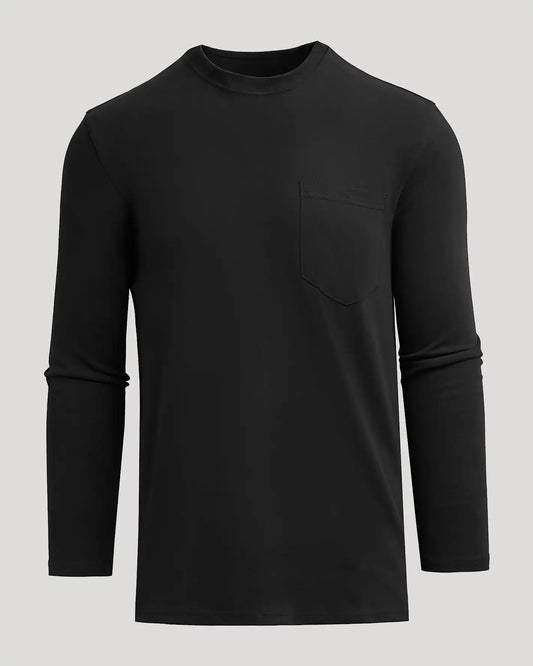 Black Tall Heavyweight Long Sleeve Pocket Crew