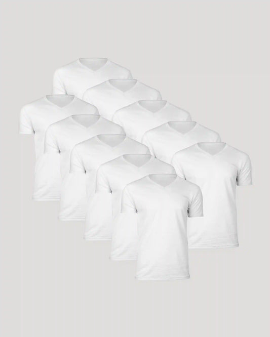 All White Classic V-Neck 10-Pack